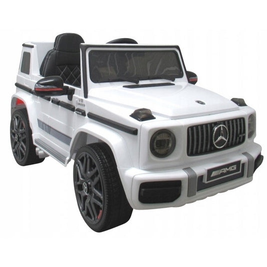 Masinuta electrica cu telecomanda, roti EVA, scaun piele Mercedes G63 - Alb