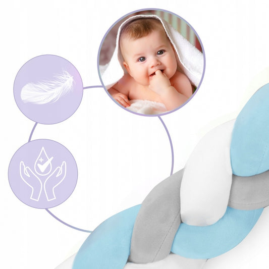 Protectie laterala pentru patut, impletita, 3 m, Ricokids 722101 - Albastru