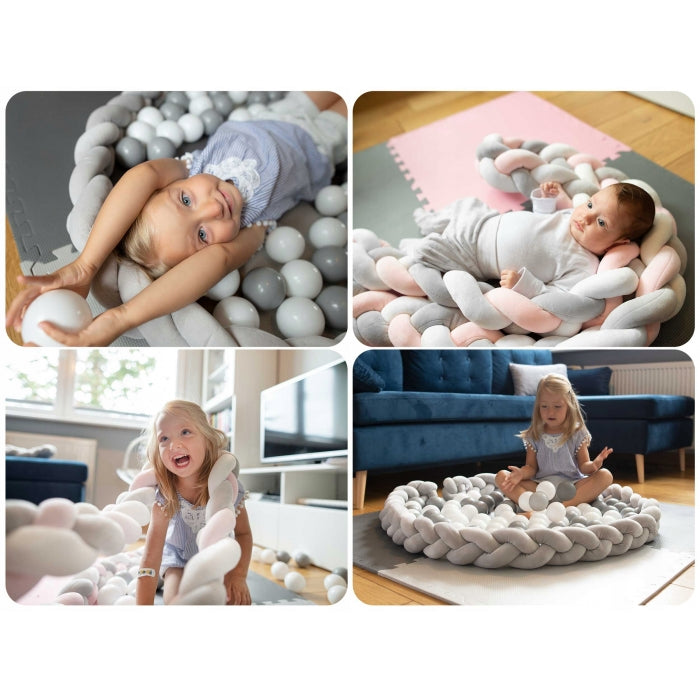 Protectie laterala pentru patut, impletita, 3 m, Ricokids 722103 - Roz