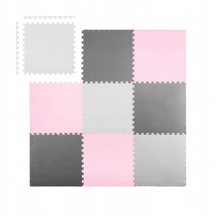 Salteluta de joaca tip puzzle 180 X 180 cm Ricokids 7498 - Roz - Gri