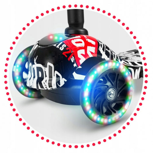 Trotineta cu roti cu LED Ricokids Piko 765010 - Negru - Alb - Rosu