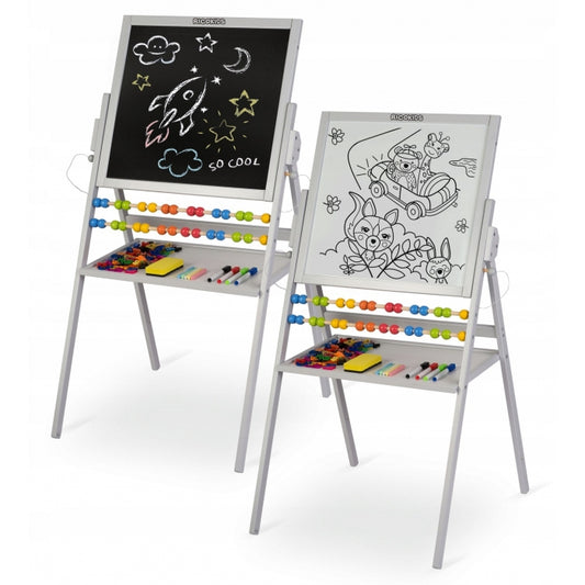 Tabla educationala cu doua fete si accesorii Ricokids RK-800, 101 x 54 x 55 cm, Gri
