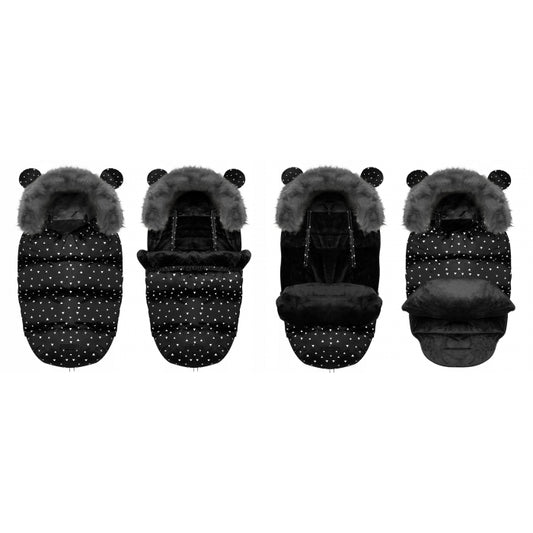 Sac de dormit 95 x 48 cm Ricokids Elmi 720007 - Negru cu triunghiuri albe