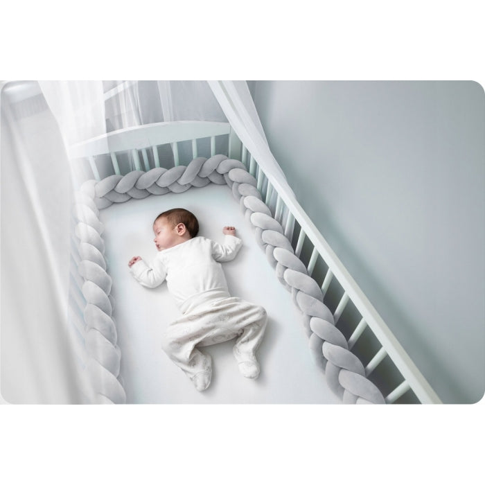 Protectie laterala pentru patut, impletita, 3 M, Ricokids 722110 - Gri