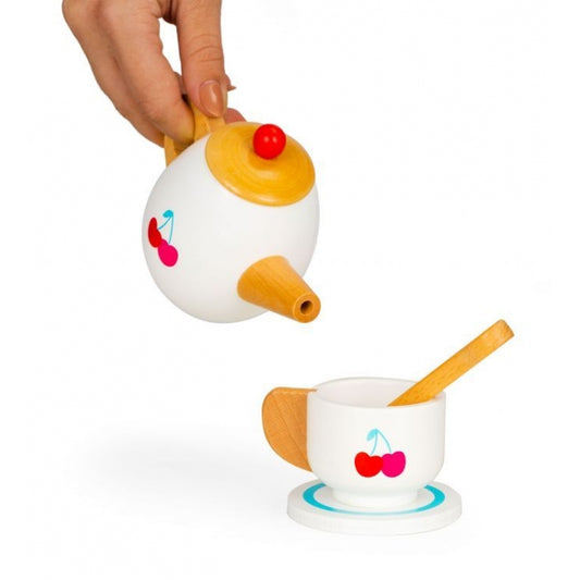 Set cu 14 accesorii pentru ceai din lemn Ecotoys PH01A003