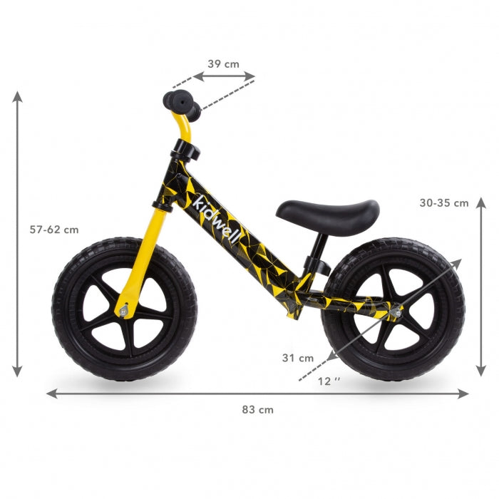 Bicicleta fara pedale Kidwell Rebel Yellow - Resigilat (urme usoare de utilizare si montaj)