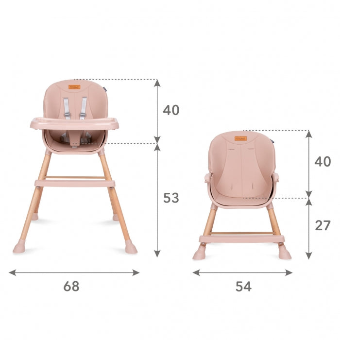 Scaun de masa 4 in 1 Kidwell EATAN Wood Pink
