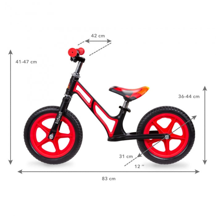 Bicicleta fara pedale cu cadru din magneziu Kidwell COMET - Black Red