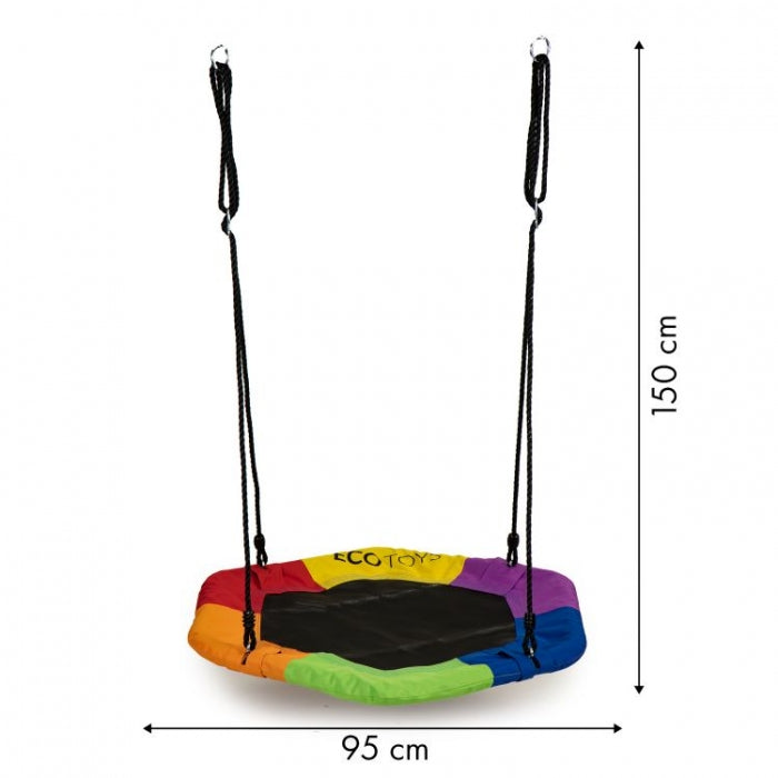 Leagan pentru copii rotund, tip cuib de barza, suspendat, Ecotoys MIR6023 - Multicolor