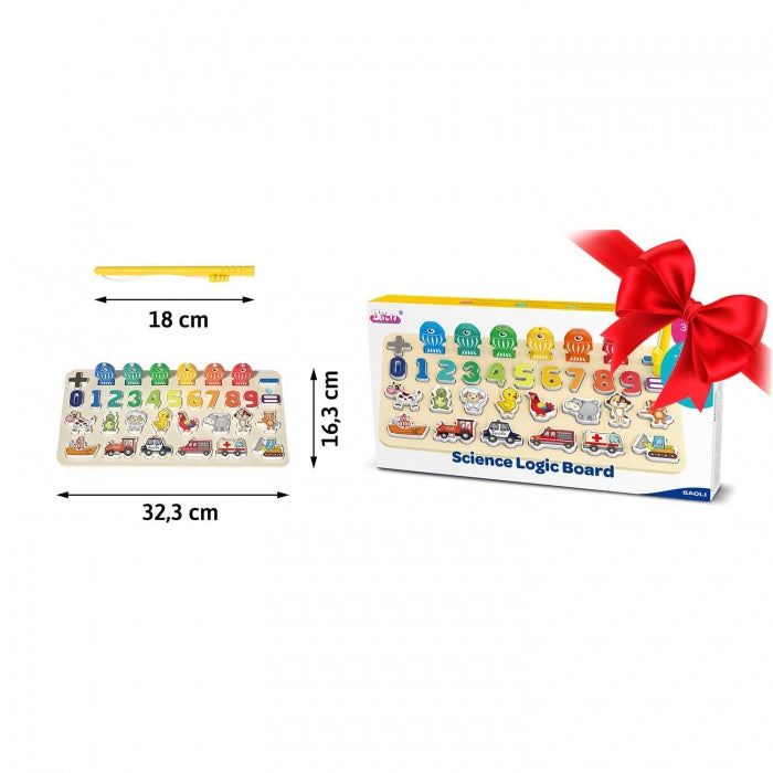 Tabla educativa din lemn cu cifre, animale si vehicule Ricokids 781400