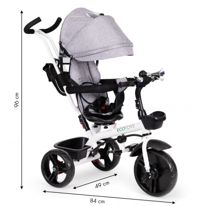 Ecotoys Tricicleta cu sezut reversibil Ecotoys JM-322 - Gri - imaginea 8