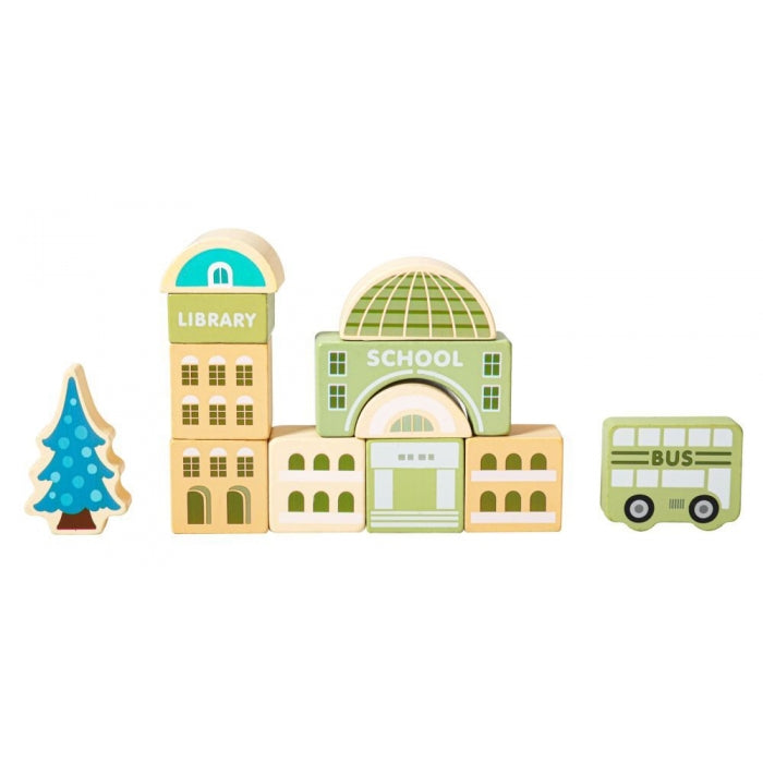 Set educational cu blocuri din lemn si covoras, 121 piese, City Ecotoys MA802