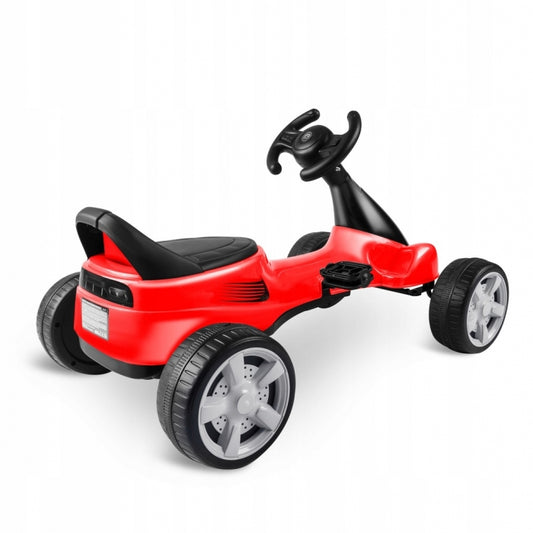 Kart cu pedale si roti din plastic dur, varsta 3-7 ani, Gokart RK-595 Ricokids 759500, Rosu