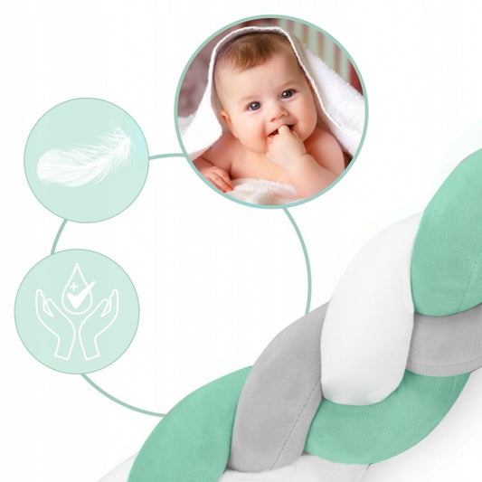 Protectie laterala pentru patut, impletita, 2 m, Ricokids 722002 - Mint