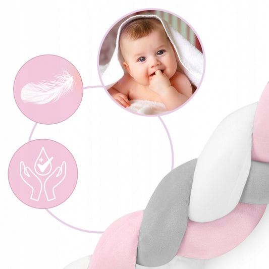 Protectie laterala pentru patut, impletita, 2 m, Ricokids 722003 - Roz