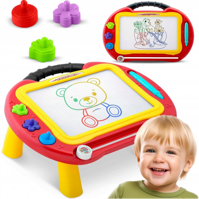 Masuta cu tabla magnetica pentru desenat cu accesorii incluse Ricokids 772200 - Rosu
