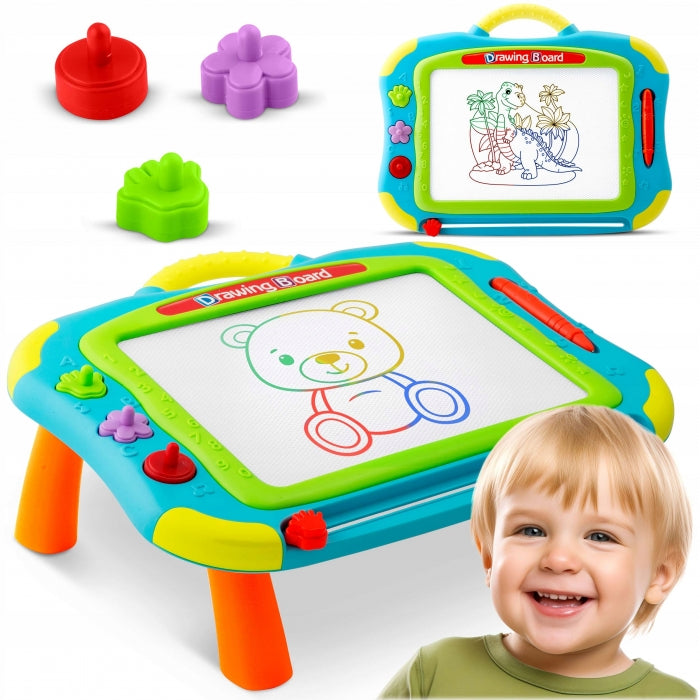 Masuta cu tabla magnetica pentru desenat cu accesorii incluse Ricokids 772201 - Albastru