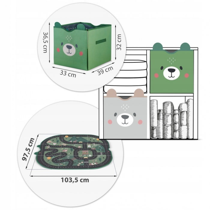 Cos de depozitare 2 in 1 cu salteluta de joaca pentru copii Nukido - Verde