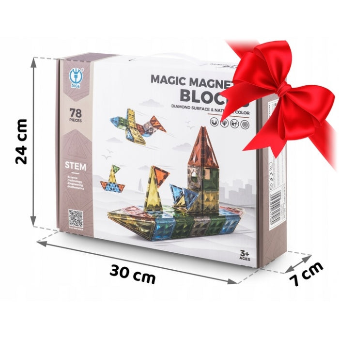 Blocuri magnetice, 78 elemente, Ricokids RK-766