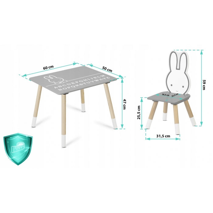 Set de masa cu doua scaune pentru copii Ricokids RC-847