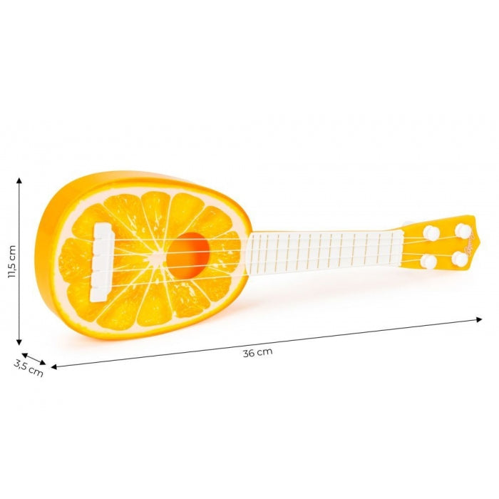 Chitara ukulele pentru copii cu 4 corzi Ecotoys MJ030 - Portocala