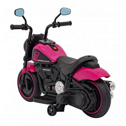 Motocicleta electrica CHOPPER FASTER AHL008, roti si scaun din plastic, 78x30x55 cm, putere 20W - Roz