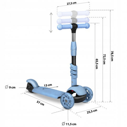 Trotineta 3 in 1 cu roti cu LED Ricokids Todi 765401 - Albastru