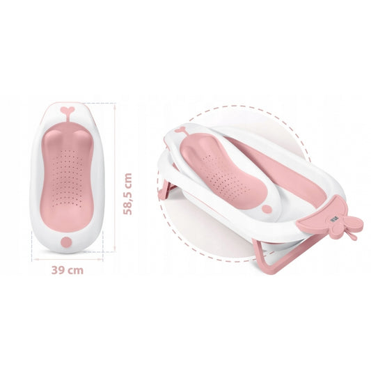 Cadita de baie cu dop de scurgere, suport cu insertie si termometru Ricokids RK-282 - Roz