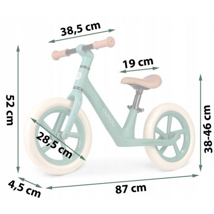 Bicicleta fara pedale pentru copii, 87 x 39 x 54 cm, roti EVA, Light Flee Nukido NK-604 - Verde