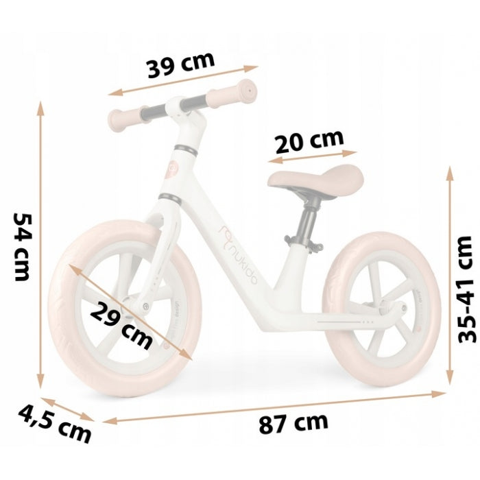 Bicicleta fara pedale pentru copii, 87 x 39 x 54 cm, roti EVA, Light Flee Nukido NK-604 - Bej