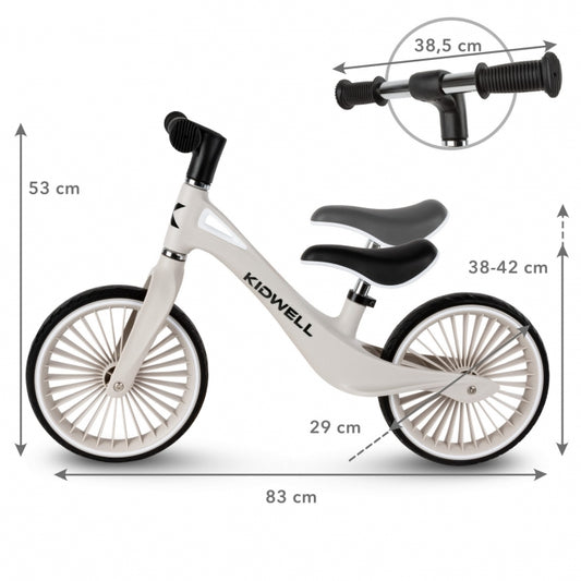 Bicicleta fara pedale, cadru nailon, roti PU, Kidwell NIX - Gri