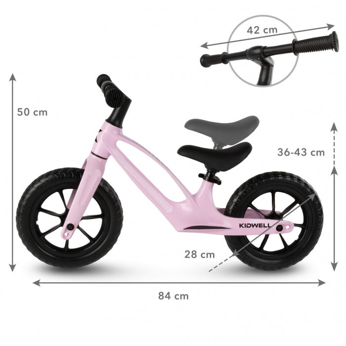 Kidwell Bicicleta fara pedale, cadru magneziu, roti EVA, Kidwell VITO - Roz - imaginea 9