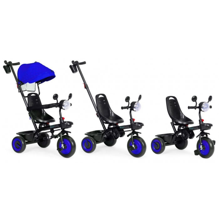 Tricicleta 3 in 1 pentru copii, scaun rotativ 360°, roti din spuma EVA, Ecotoys WQL-066-51 - Albastru