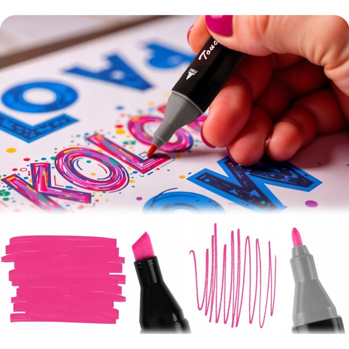 Set de 80 markere colorate cu alcool, varf dublu, Nukido NK-912