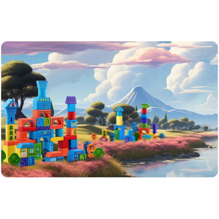 Set educational cu blocuri din lemn, 100 bucati, Ricokids RK-871 - Orasel