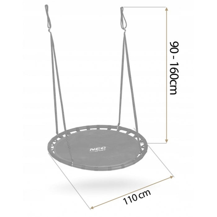 Leagan tip cuib pentru copii XXL, 110 cm, 150 kg, Neo-Sport 110210, Negru