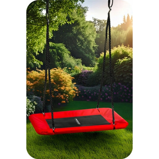 Leagan tip cuib pentru copii, dreptunghiular XXL, 110 x 70 cm, 150 kg, Neo-Sport 110501, Rosu