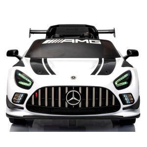 Masinuta electrica cu telecomanda MERCEDES GT3 EVO, 114x69x45 cm, varsta 1-5 ani, roti EVA, scaun din piele ECO, putere 90W - Alb