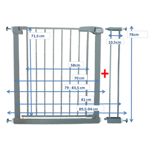 Poarta de siguranta din metal 79-94 cm R-Sport S1 - Gri