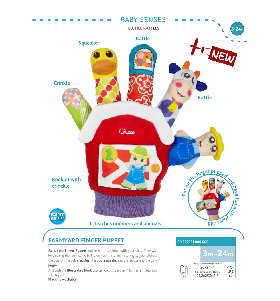 Manusa Chicco cu marionete Ferma de animale, 3-24luni