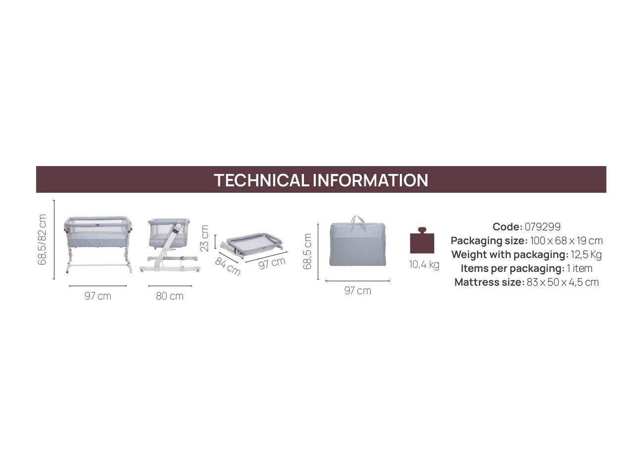 Patut atasabil Chicco Next2Me PopUp, Atmoshpere(Gri), 0luni+