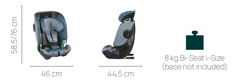Scaun auto Chicco Bi-Seat i-Size Air fara baza Isofix, BlackMel, 61-150 cm, 4luni-12ani