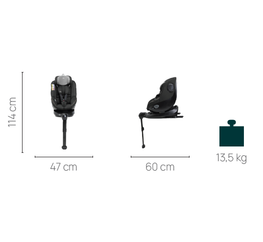 Scaun auto rotativ cu baza isofix Chicco Seat 105 i-Size, Posh Black, 40-105cm, de la nastere pana la 4 ani