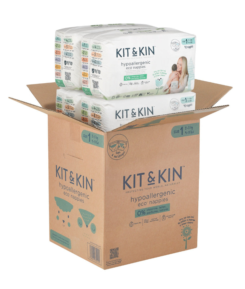 Kit and Kin Scutece Hipoalergenice Eco Kit&Kin, Marimea 1, 2-5 kg, 152 buc - imaginea 2