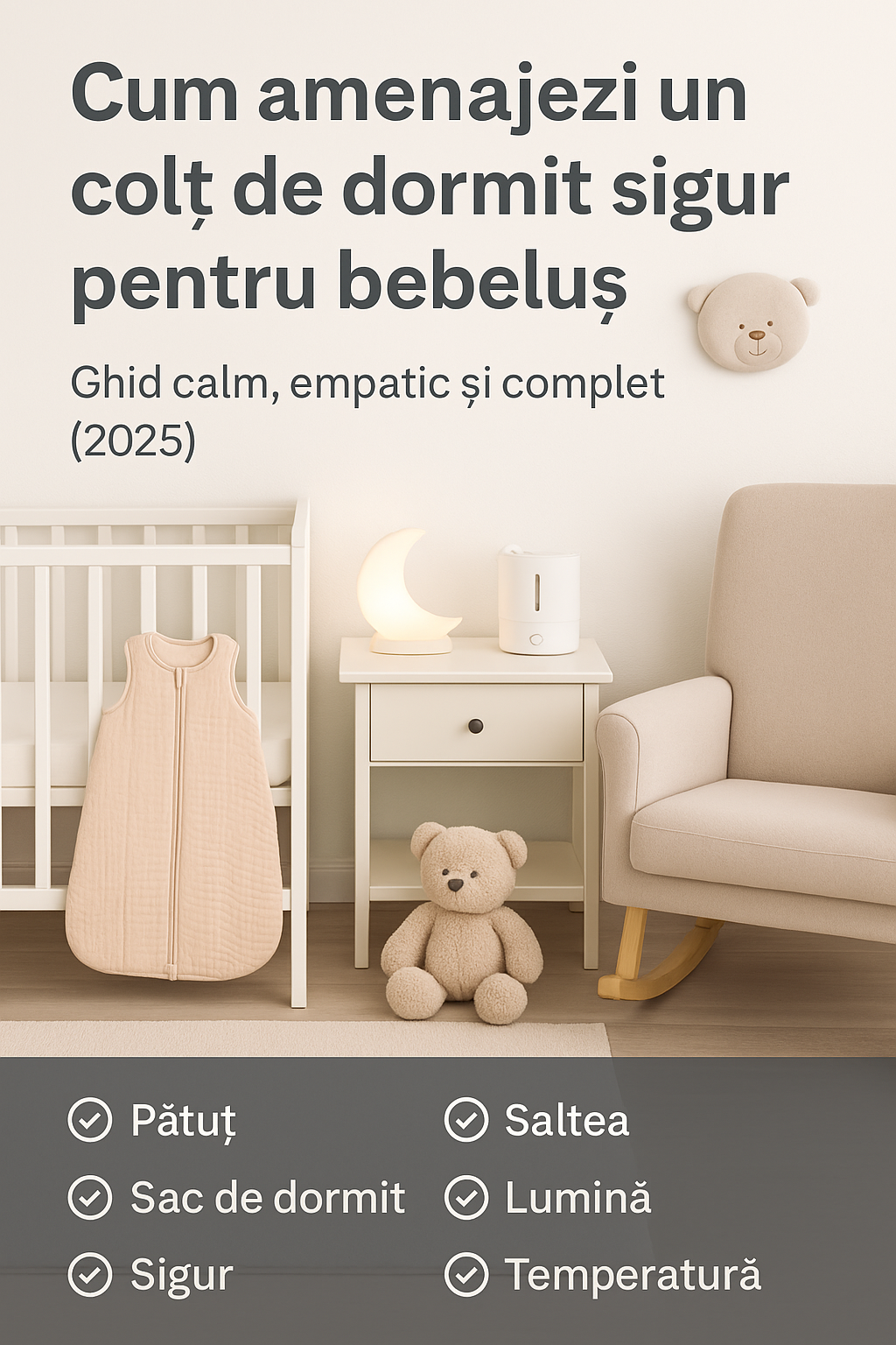 Colț de dormit pentru bebeluș cu pătuț și decorațiuni – Bebes.ro