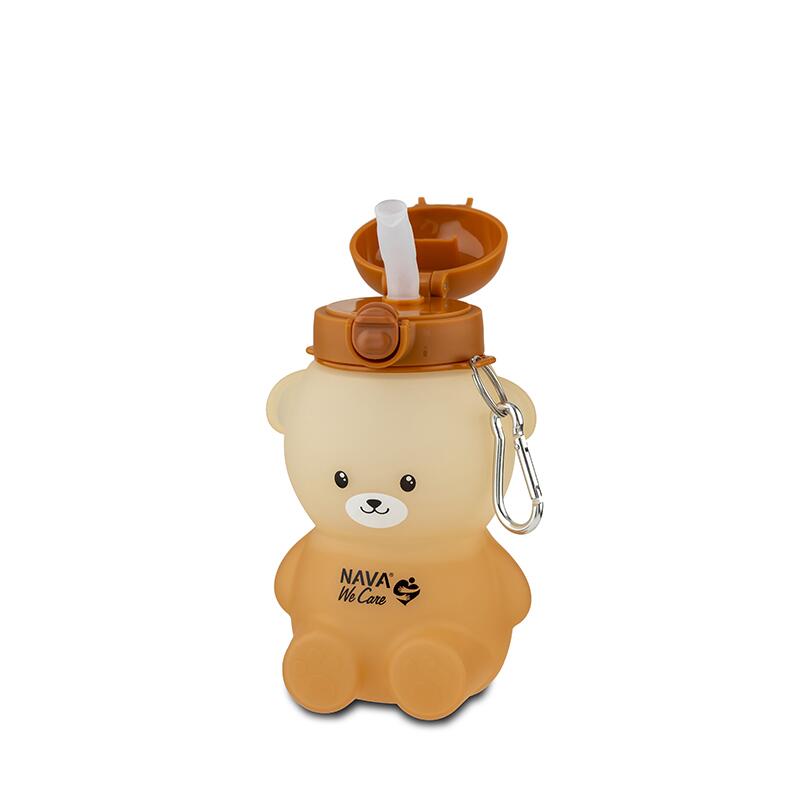 Sticla de apa din silicon, Nava We care, 600 ml, ursulet