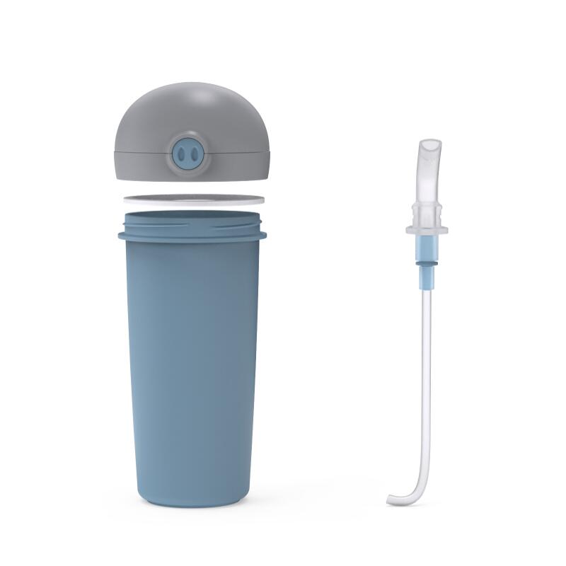 Sticla de plastic cu pai Nava 380ml albastru