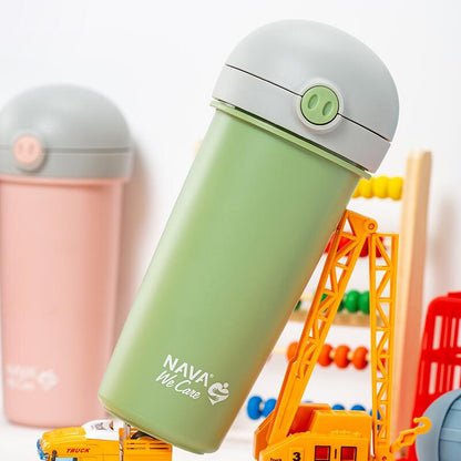 Sticla de plastic cu pai Nava 380ml verde