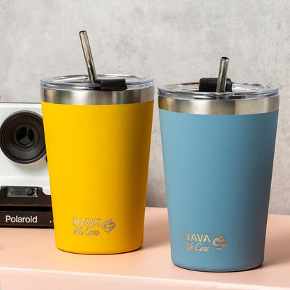 Cana termoizolanta cu pai Nava 450ml galben