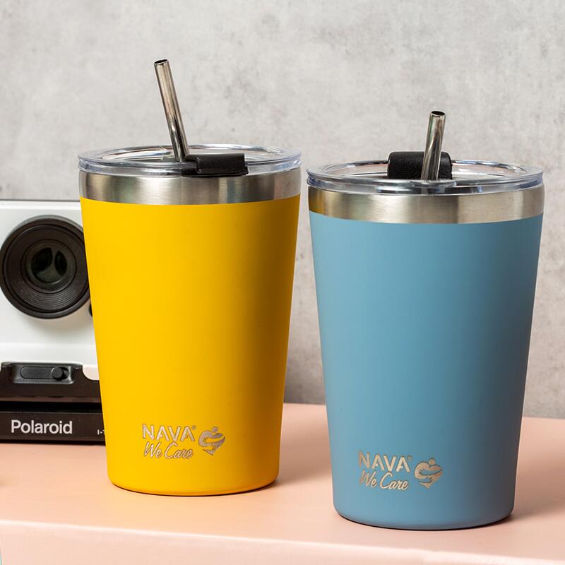 Cana termoizolanta cu pai Nava 450ml verde